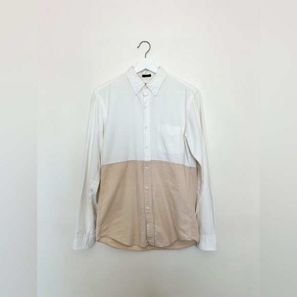 J.Crew Slim Fit Button Down Oxford Shirt Tan Color-Block A1766 - Picture 1 of 2